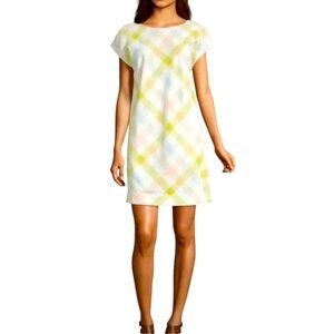 Peyton & Parker Short Sleeve Plaid Linen Gingham Sheath Dress Size M